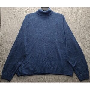 John Blair Sweater Mens 3XL Blue Oversized Tight Knit Raglan Sleeve‎ Turtleneck